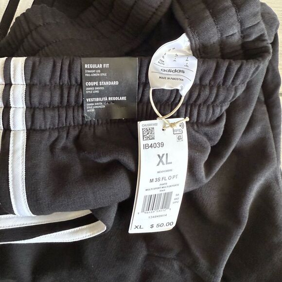 Adidas 3-Stripes Regular Fit Track Pants Black XL NWT IN PACKAGE - Picture 7 of 9